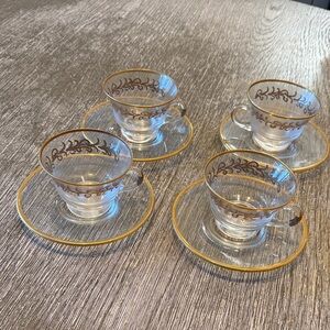 Elegant Gold Trim Glass Teacup Set